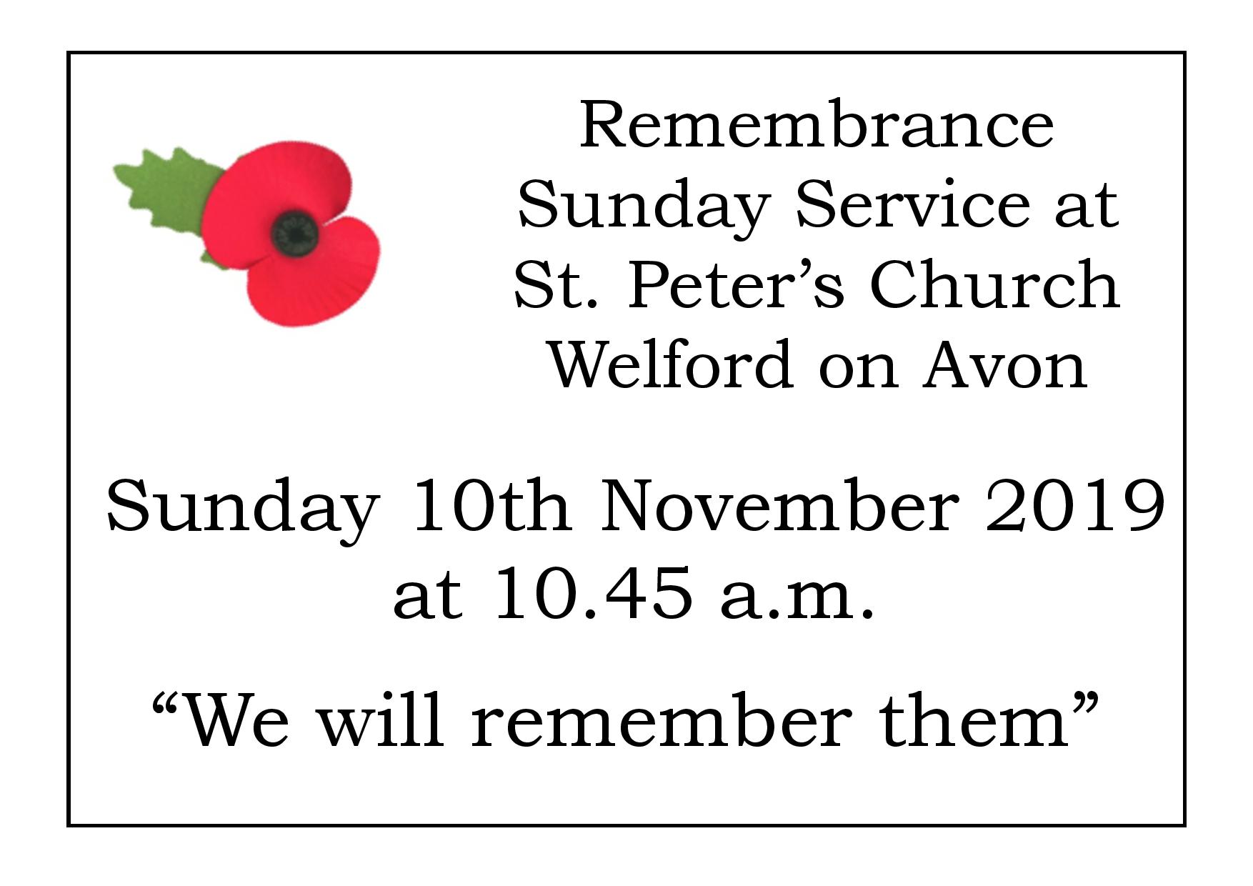 Remembrance Sunday Service WelfordonAvon Parish Council